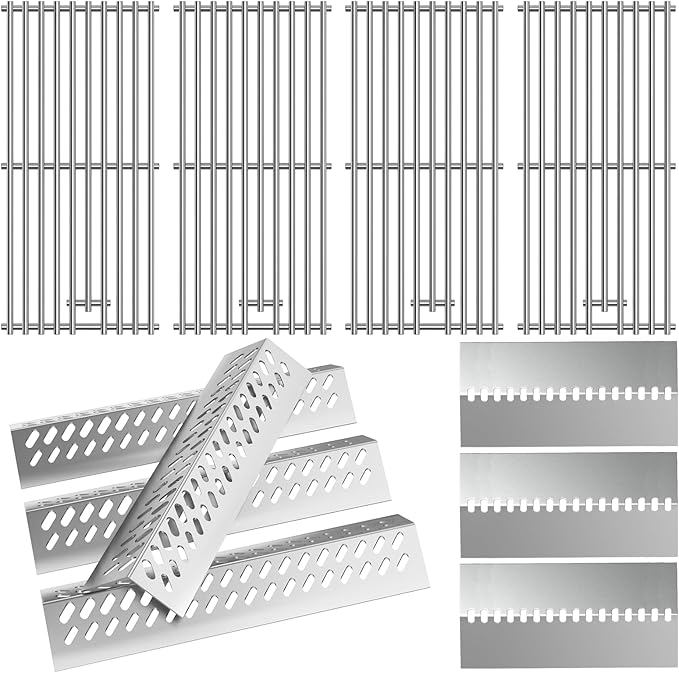 Grill Replacement Parts for Bull 16517 16631 16520, Stainless Steel Grill Grates, Flame Tamers, Heat Shields for Bull Angus 4 Burner 47628 47629, Outlaw 26038, Steer Premium 69008, Lonestar 87049