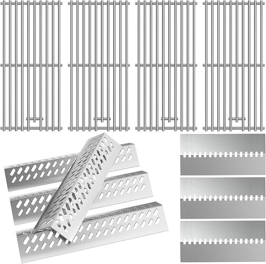 Grill Replacement Parts for Bull 16517 16631 16520, Stainless Steel Grill Grates, Flame Tamers, Heat Shields for Bull Angus 4 Burner 47628 47629, Outlaw 26038, Steer Premium 69008, Lonestar 87049