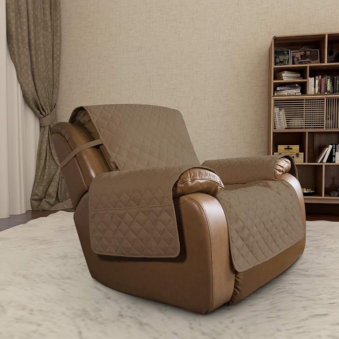 Easy-Going Reversible Couch Cover, Oversized Recliner, Camel/Ivory | Machine Washable Slipcover For Dogs, Water Resistant Furniture Mat For Living Room, Non-Slip Sofa Cover, Pet Friendly