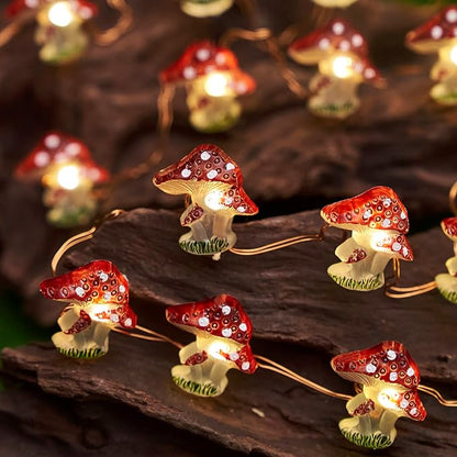 Garden Décor Solar Powered Outdoor String Light Mushroom Lamp Solar Garden Fairy Lights Mushroom Night Lights Gifts Cottage core Décor 14ft 40LEDs Solar Pathway Fence Yard Window Mushroom Decor