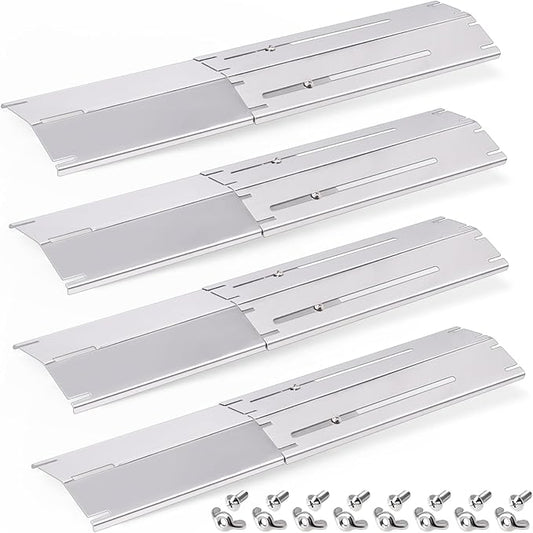 Adjustable Universal Stainless Steel Grill Heat Plates Shield, Heat Tent, Burner Cover, Heat Deflector, Heat Diffuser, Flame Tamer For Nexgrill, Dyna Glo, Charbroil, Brinkmann Grill Replacement Parts.