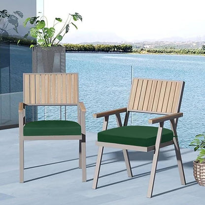 Cozyide Outdoor Chair Cushions, Waterproof Patio Seat Cushions with Adjustable Straps, Round Corner Patio Chair Cushions for Garden, Dark Green, 17x16x2 Inch (Pack of 4)