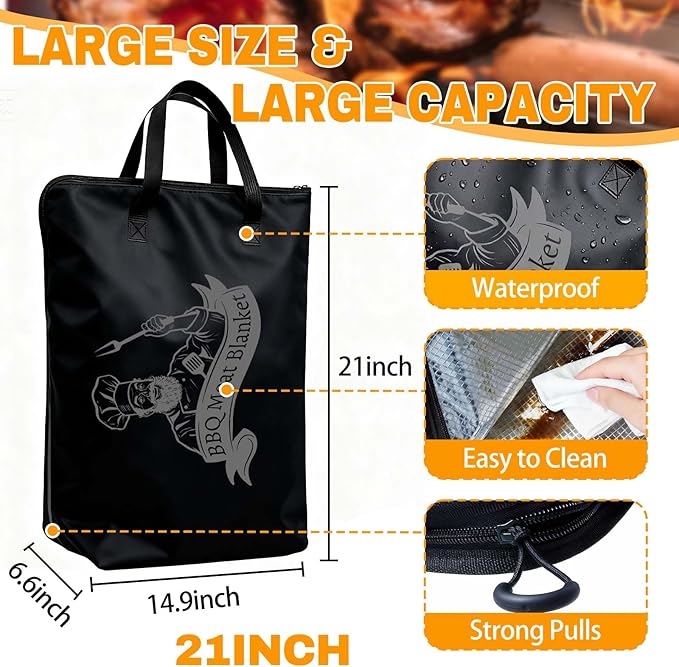 ONFAON BBQ Blanket for Resting Meat - Reusable Smoker Grilling Meat Insulated Resting Bag, Funny BBQ Gift for Dad, Husband, Men on Father’s Day, Birthday & Christmas