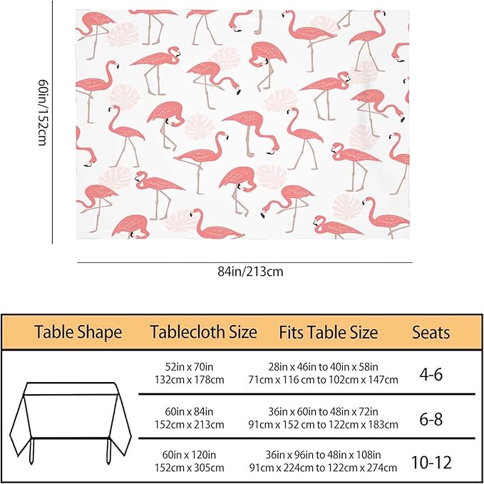 TKS MITLAN Flamingo Bird Tablecloth Decor Pink Leaves Summer Exotic Tropical Table Cloth Dining Room Kitchen Table Cover 60" X 84" Oblong/Rectangle
