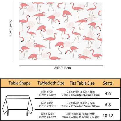TKS MITLAN Flamingo Bird Tablecloth Decor Pink Leaves Summer Exotic Tropical Table Cloth Dining Room Kitchen Table Cover 60" X 84" Oblong/Rectangle