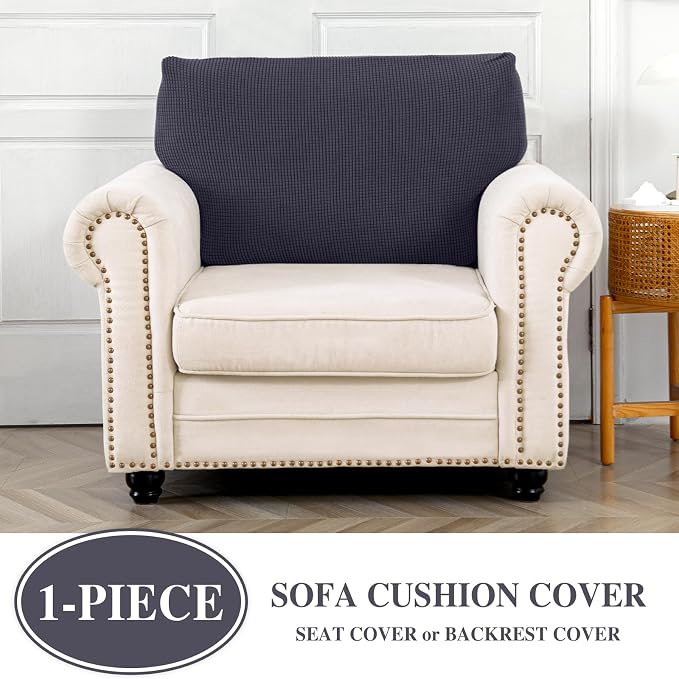 LA MEACK Couch Cushion Cover Seat Cushion Cover Stretch Armchair Cover Separate Sectional Sofa Slipcovers Furniture Protector(1 Piece for Seat or Sofa Backrest, Dark Grey)