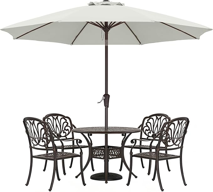 ABCCANOPY 11FT Patio Umbrella, Outdoor Waterproof Table Umbrella with Push Button Tilt and Crank, 8 Ribs UV Protection Pool Umbrella for Garden, Lawn, Deck & Backyard (Beige)