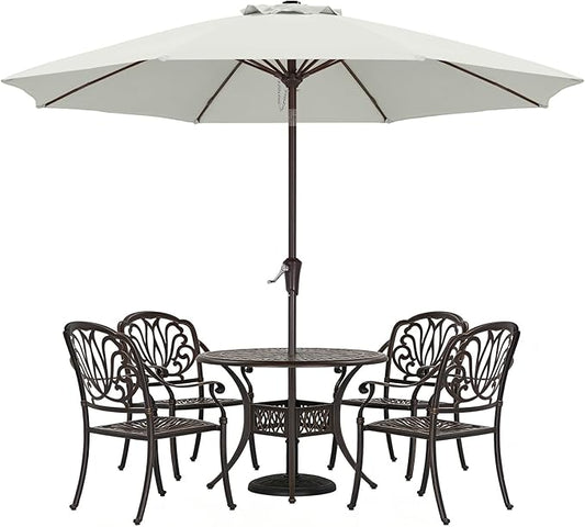 ABCCANOPY 11FT Patio Umbrella, Outdoor Waterproof Table Umbrella with Push Button Tilt and Crank, 8 Ribs UV Protection Pool Umbrella for Garden, Lawn, Deck & Backyard (Beige)