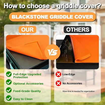 Full-Edge 22" Silicone Griddle Cover, with 16" Silicone Spatula Mat, Compatible with Blackstone Griddle, Perfect All-Season Outdoor Protection Combination