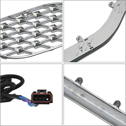TCT-MOTORPARTS Chrome LED Radiator Grill Panels Light Fits for Honda Goldwing GL1800 Tour 2018-2023