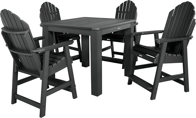 highwood Hamilton 5 Piece Square Counter Height Dining Set, Black