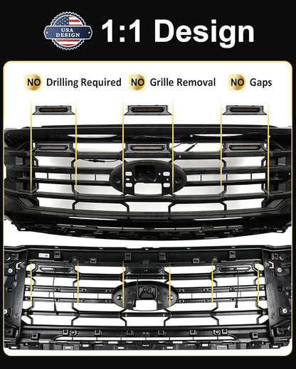 Front Grill Raptor Lights for Ford F150 2024 2025 2026 (White, XLT) | 5th Gen F150 Grille Marker Lights, Waterproof F150 LED Lights Accessories, Snap-in Installation, OEM Style, Off-road Driving