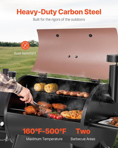 VEVOR Wood Pellet Grill Smoker, 8 in 1 BBQ Grills for Outdoor Cooking, 575 Square Inches Cook Area Electric Smokers, with WiFi-app Control, LCD Screen Controller, Meat Probe, 500°F Max Temperature