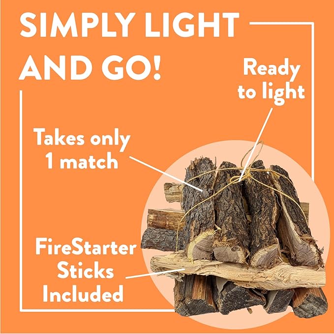 Billy Buckskin 1 Click Fire 19 LB Firewood Bundle – Juniper, Pinion & Mesquite & Fatwood Sticks - Split, Seasoned Firewood Logs for Fire Pit, Campfire, Fireplace, Wood Stoves and Outdoor Grilling