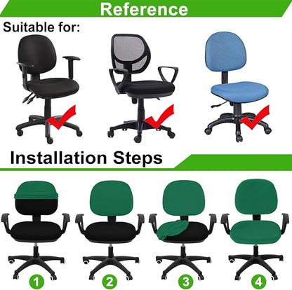 Smiry Office Computer Chair Covers for Desk Rotating Chair Protector | Stretch Jacquard Removable Washable Universal Slipcovers, Seat + Backrest Cover, Chritsmas Green