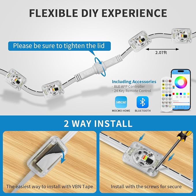 mw Permanent Outdoor Lights for House, 150ft RGB+IC Smart Outdoor Decor, 50+ Scene Modes, App/Remote Control, IP68 Waterproof, House Eave Lights for Christmas, Party Decorations