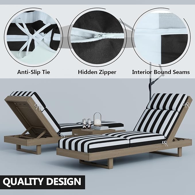 2 Pcs Chaise Lounge Cushions Outdoor, 80 x 26 x 4 Inch Lounge Chair Cushions for Outdoor Furniture - Waterproof Lounge Patio Replacement Cushion, 4In Fade-Resistant ThickPatio Chaise Lounge Cushion