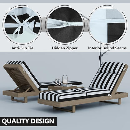 2 Pcs Chaise Lounge Cushions Outdoor, 80 x 26 x 4 Inch Lounge Chair Cushions for Outdoor Furniture - Waterproof Lounge Patio Replacement Cushion, 4In Fade-Resistant ThickPatio Chaise Lounge Cushion
