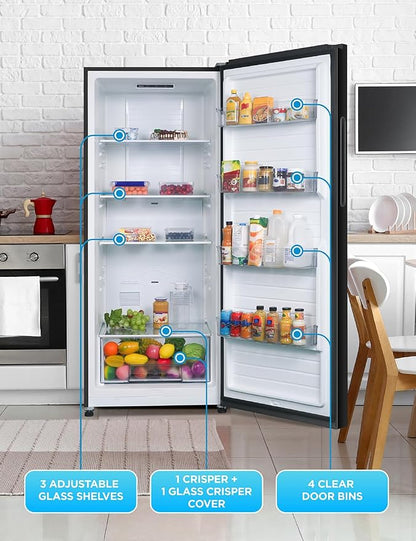 Commercial Cool 16.4 Cu. Ft. Convertible Freezer Refrigerator, Upright Fridge with Glass Shelves, Reversible Door, ENERGY STAR rated, Auto Defrost, CCUC1640GB, Black | Upright Fridge with Glass Shelves, Reversible Door, ENERGY STAR rated, Auto Defrost,...
