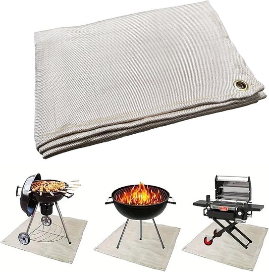 Fire Pit Mat 24" x 32" Thickened Tent Stove Mat Fireproof Wood Stove Under Grill Pad for Deck BBQ Lawn Protection