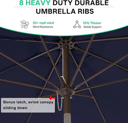 ABCCANOPY 10ft Scalloped Patio Umbrella, Outdoor Table Umbrella with Tilt and Crank, Fiberglass Ribs Deck Umbrella for Patio, Pool, Garden, Picnic (Tibetan Blue)