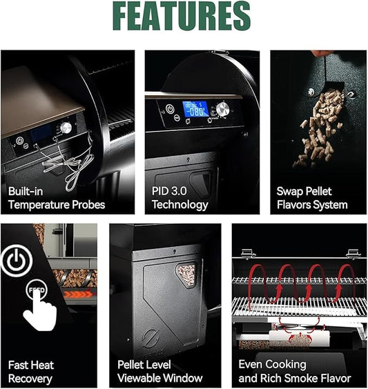 Z GRILLS 2026 Upgrade 8-in-1 Electric Wood Pellet Grill & Smoker with PID V3.0 Controller, LCD, 697 Sq In,Meat Probes, Easy Hopper Clean-out & Grill Cover
