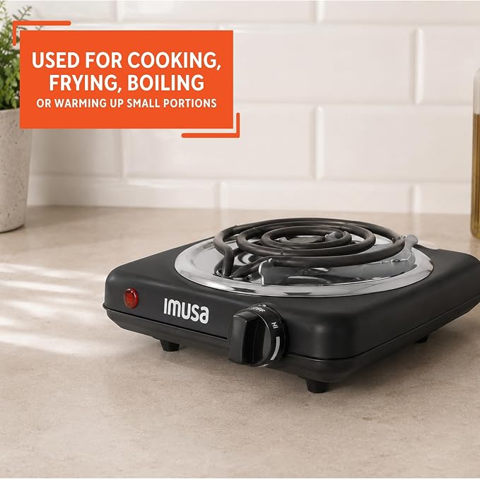 IMUSA Mini Compact 1000W Single Coil Electric Hot Plate Portable Burner