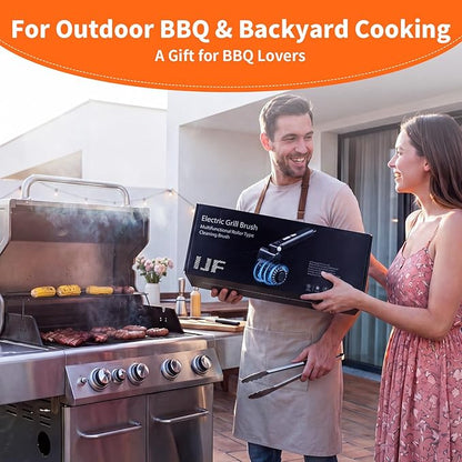 Electric Grill Cleaner 3-in-1 Kit, Cordless BBQ Grill Cleaner with Adjustable Angle, High Torque Motor, 3-Speed Rotating Grill Cleaning Brush for Burnt-On Grease & Grill Grates, Rechargeable