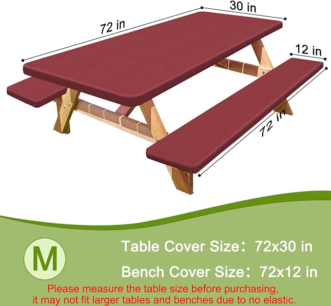 Picnic Table and Bench Cover Set, Waterproof Fitted Elastic Cloth | Portable Camping Essentials With Built-In Storage Pocket And Waterproof Fabric For Outdoor RV Or Picnic Table Use