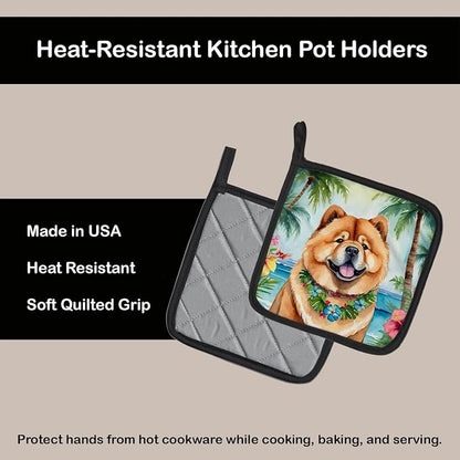 Caroline's Treasures Chow Chow Luau Pair of Pot Holders Kitchen Heat Resistant Pot Holders Sets Oven Hot Pads for Cooking Baking BBQ, 7 1/2 x 7 1/2
