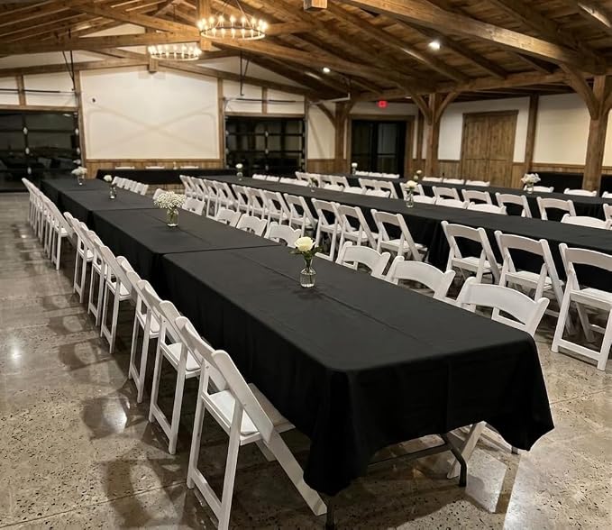 8 Pack Black Tablecloth 60 x 102 Inch Polyester Table Cloth for 6 Foot Rectangle Tables, Wrinkle Resistant Washable Decorative Fabric Table Covers for Wedding Party Banquet Buffet and Camping | Wrinkle Resistant, Washable Polyester Fabric, Rectangular ...