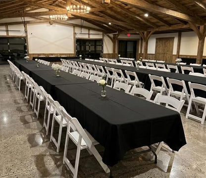 12 Pack Black Tablecloths 60 x 102 Inch Rectangle For 6 Foot Tables | Wrinkle Resistant, Washable Polyester Fabric, Rectangular Table Cloth for Wedding Party Banquet Buffet and Camping