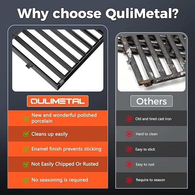 18.75" Grill Grates for Weber Genesis II 300 & Genesis II LX 300 Grills, Grill Parts for Weber Genesis 2 E310, Genesis II E310 315 335, Porcelain-Enameled Cast Iron Replacement Grates for Weber 66095