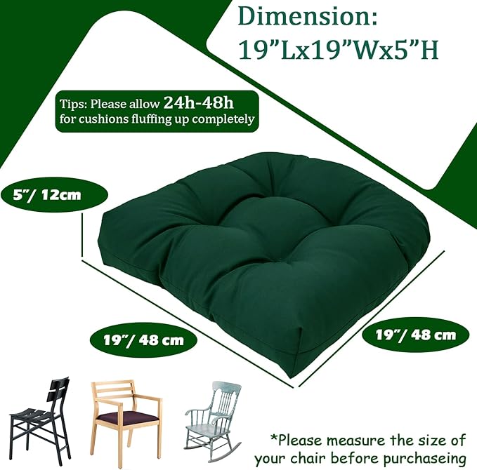 MTMR 2Pcs Outdoor Chair Cushions, Patio Furniture Seat Pads, Waterproof | 2Pcs , waterproof cover, PP cotton, u-shaped, no-fading, thick patio seat pads for outdoor wicker furniture in yard, 19x19x4