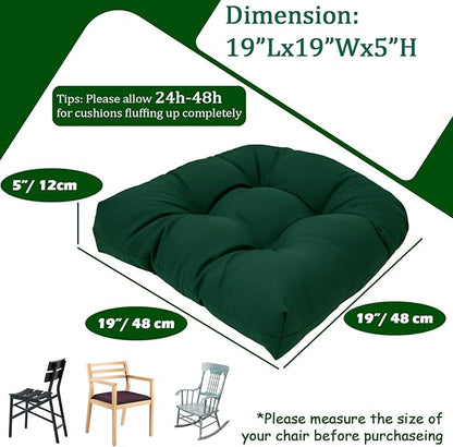 MTMR 2Pcs Outdoor Chair Cushions, Patio Furniture Seat Pads, Waterproof | 2Pcs , waterproof cover, PP cotton, u-shaped, no-fading, thick patio seat pads for outdoor wicker furniture in yard, 19x19x4