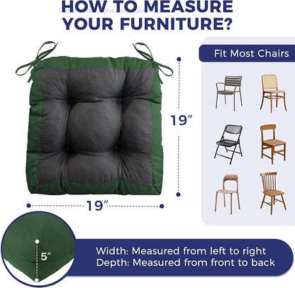 IASEAHK Outdoor Chair Cushions Set of 2, 19" x 19" x 5", Waterproof Outdoor Seat Cushions for Patio Furniture, Fade-Resistant Patio Chair Cushion, Dining Wicker Chair Pads for Porch Garden, Dark Green