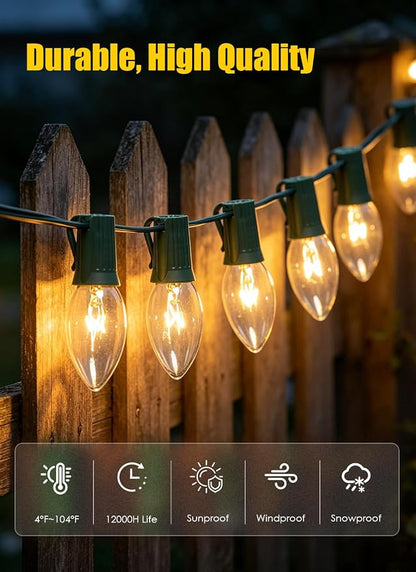 Formosa 26FT Upgraded Version C9 Christmas String Lights,Clear Incandescent String Lights for Indoor Use, for Xmas Tree, Holiday Party Decor, String Lights for Bedroom，UL Listed, Commercial Grade