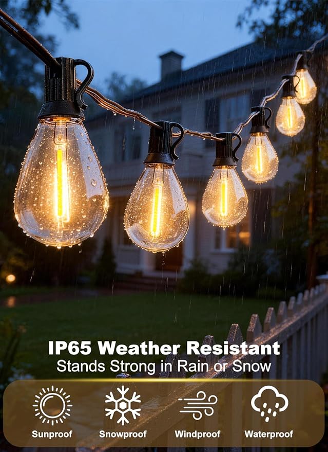 150FT Outdoor String Lights Waterproof, 50+2 Shatterproof S11 LED Bulbs, Extra Long Patio Lights for Outside, Bistro Cafe Decor, Backyard Garden Hanging Lights, Outside Fence Light String
