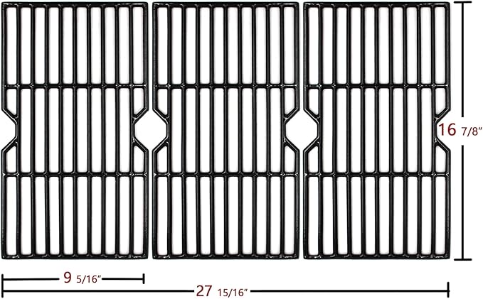 Hongso 16 7/8" Polished Porcelain Coated Cast Iron Grill Grates 463436215 Replacement for Charbroil 463420508 463440109 463439915 463434313 461471717 463436214 Thermos 461442114 Grill Models, 3-Pack