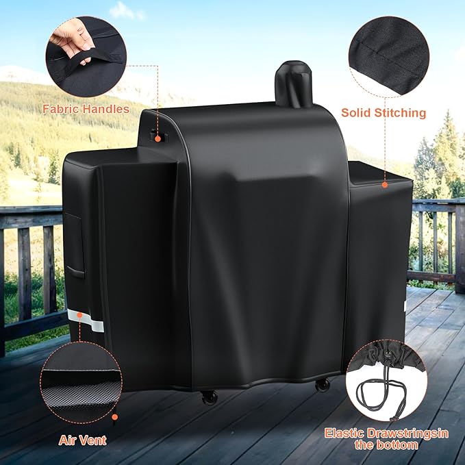Grill Cover for Pit Boss Platinum Laredo 1000 Wood Pellet Grills, PB1000PL - 600D Heavy Duty Waterproof Fade Resistant Pit Boss Laredo 1000 Grill Cover with Portable Handle and Reinforced Hem
