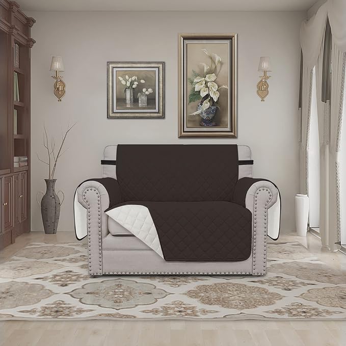 Easy-Going Reversible Couch Cover, Oversized Chair, Chocolate/Ivory | Machine Washable Slipcover For Dogs, Water Resistant Furniture Mat For Living Room, Non-Slip Sofa Cover, Pet Friendly