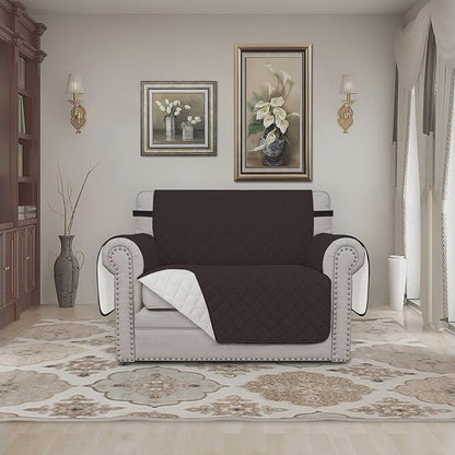 Easy-Going Reversible Couch Cover, Oversized Chair, Chocolate/Ivory | Machine Washable Slipcover For Dogs, Water Resistant Furniture Mat For Living Room, Non-Slip Sofa Cover, Pet Friendly