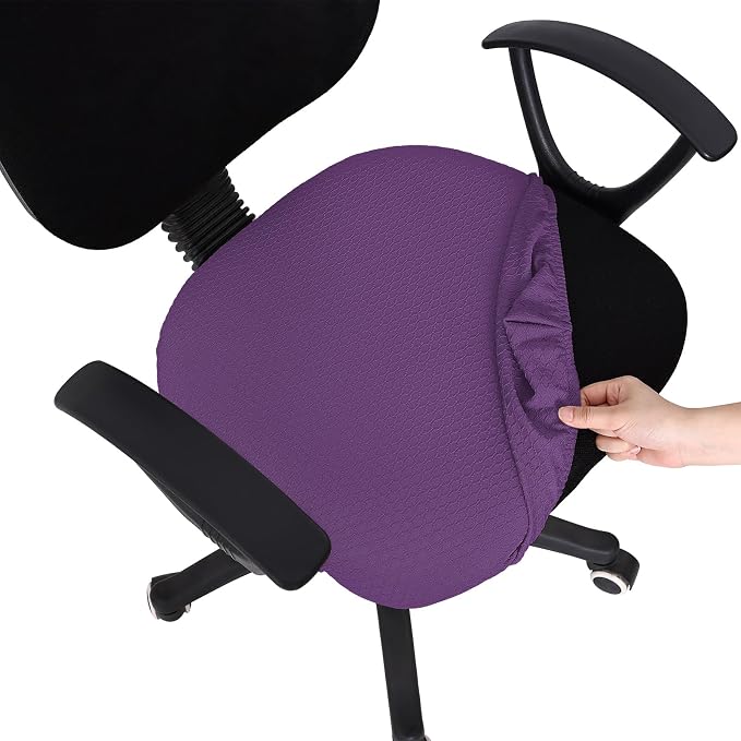 Smiry Office Computer Chair Seat Covers for Desk, Anti-dust Protector | Stretch Jacquard Removable Washable Desk Chair Seat Cushion Protectors, Purple