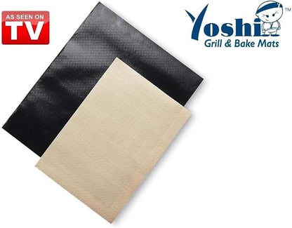As Seen on TV Yoshi Grill & Bake Mat | 2 Black Grill Mats and 1 Copper Bake Mat