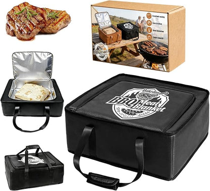 270°Opening BBQ Blanket for Resting Meat,Insulated Leak-Proof Meat Resting Bag for Brisket Turkey Pork,Smoker Accessories for Party Picnic Camping,Anniversary Birthday Gift for Men Dad (Black)