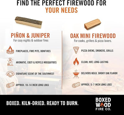Piñon & Juniper Aromatic Firewood Box, Approximately 11 Pounds (.5 Cubic Feet), Logs Measure Between 8-14 Inches