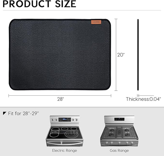 Fireproof Heat Resistant Stove Cover - 28x20 Inch Glass Top Protector for Electric Ovens, Waterproof Cooktop Mat