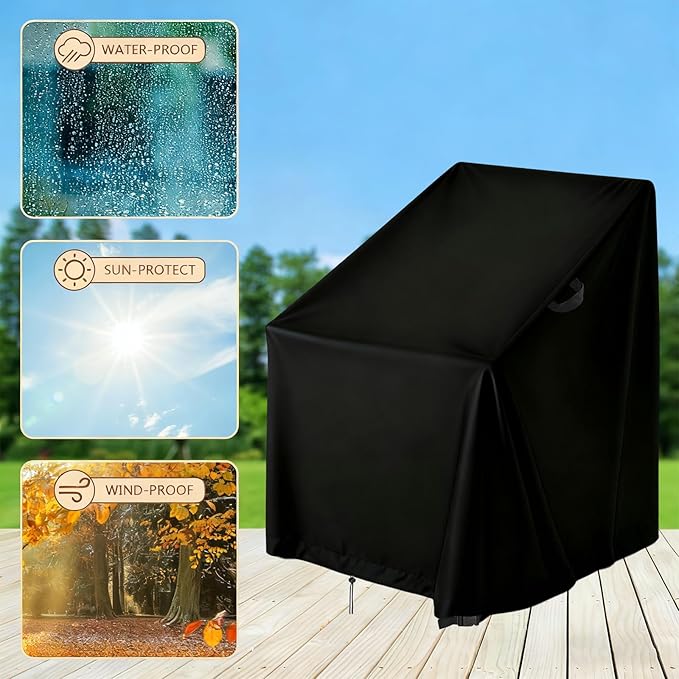 High Back Patio Chair Cover,Waterproof Covers for Stackable Dining Chairs,Outdoor Patio Furniture Seating Set Shield (28"W x 36"D x 45"H,1-Pc)