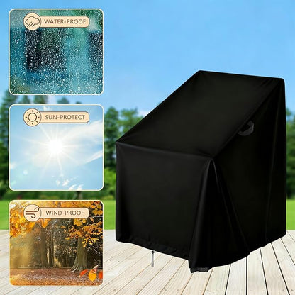 High Back Patio Chair Cover,Waterproof Covers for Stackable Dining Chairs,Outdoor Patio Furniture Seating Set Shield (28"W x 36"D x 45"H,1-Pc)
