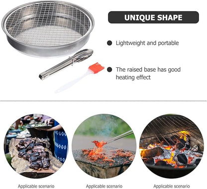 HEALLILY Portable 28cm Outdoor Mini Bbq Grill Disposable Charcoal Grill Stove for Camping and Picnic, Compact Lightweight Outdoor Barbecue Rack without Charcoal